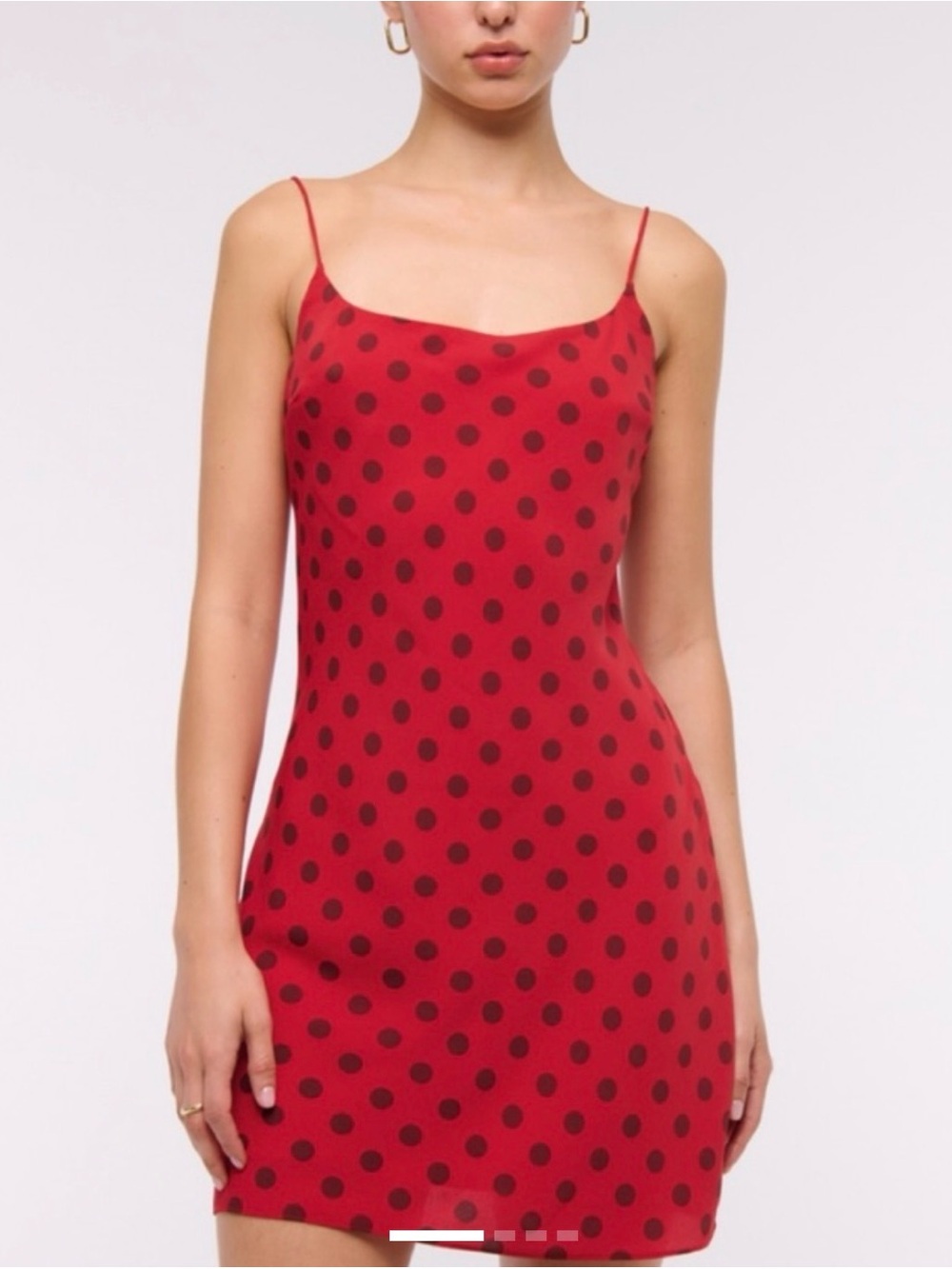 Abercrombie & Fitch Red Slip Mini Dress with Black Polka Dots